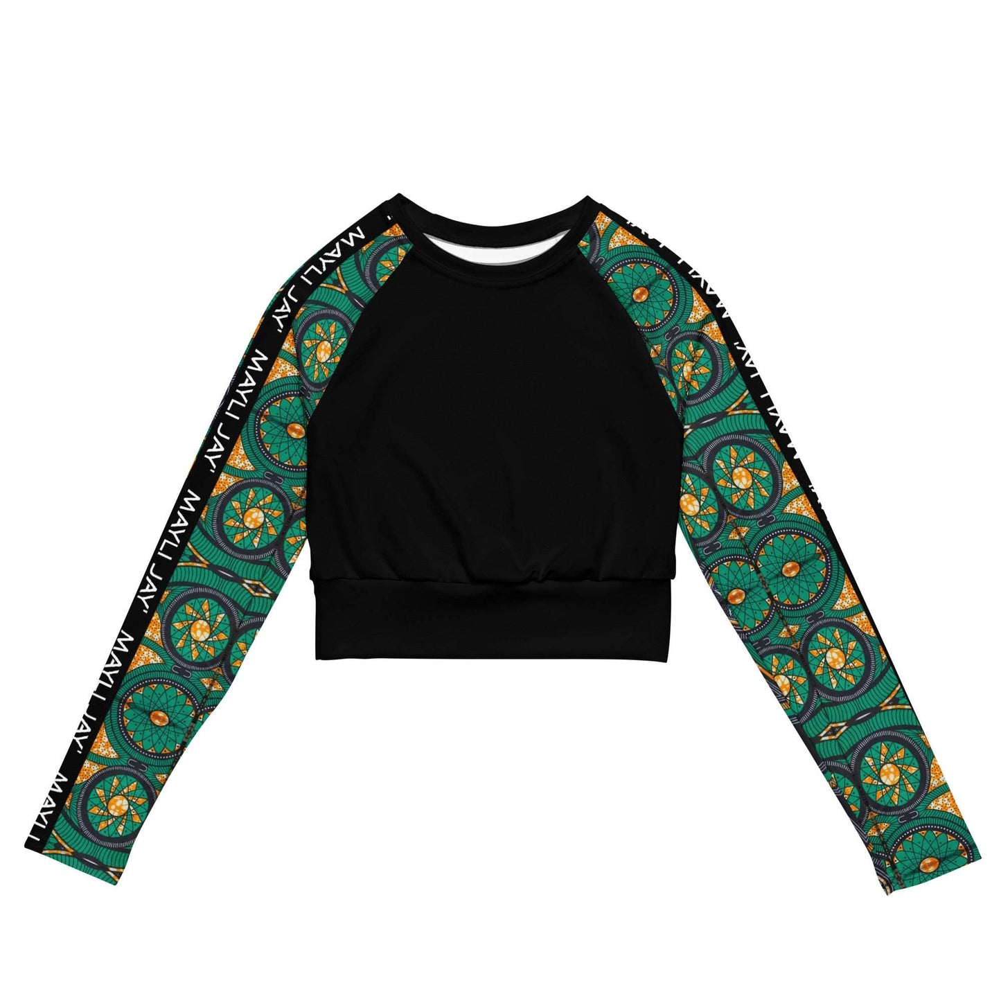 Crop top à manches longues imprimé wax en matières recyclées
