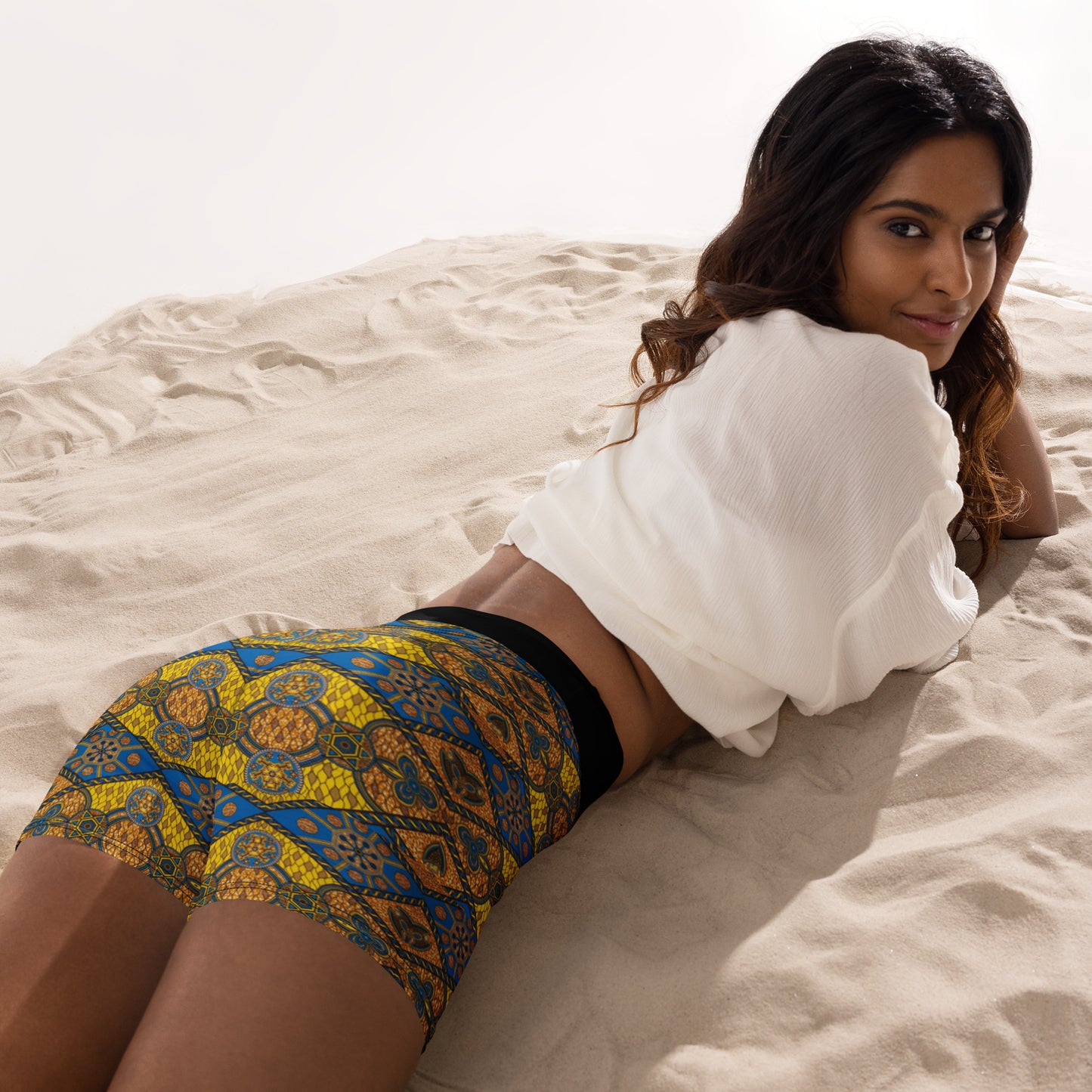 Short de sport motif wax africain