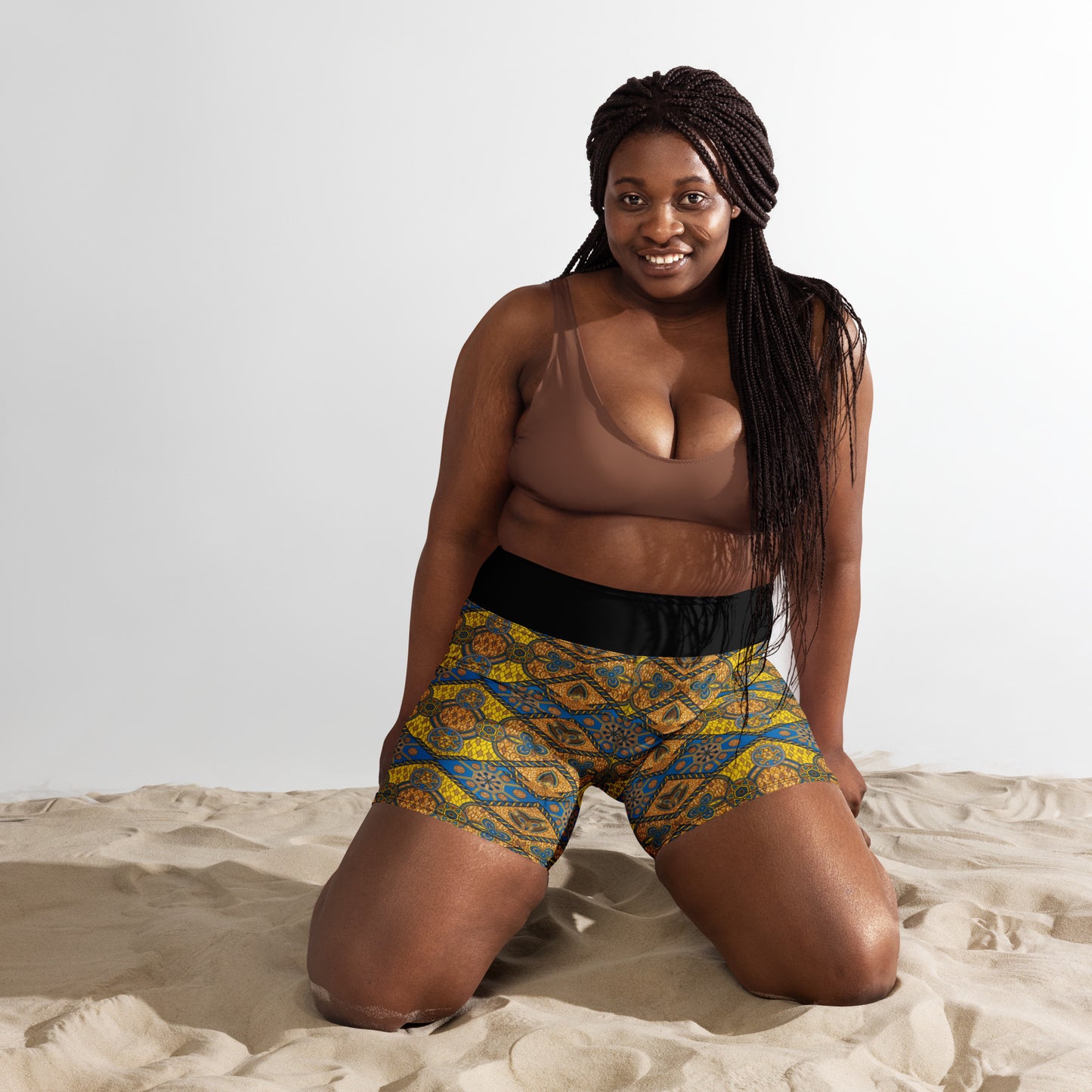 Short de sport motif wax africain